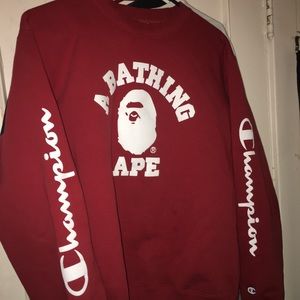 BapeXChampion red crewneck
